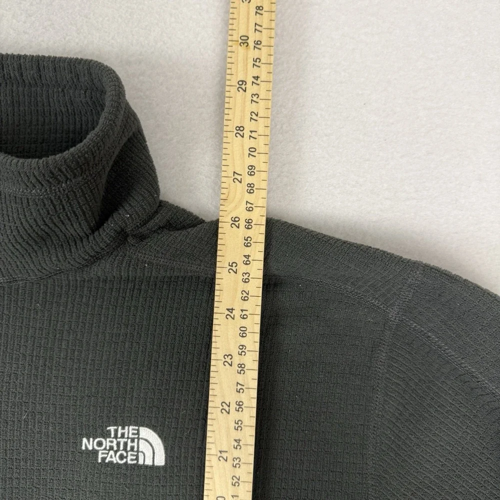 The North Face Mens Large 1/4 Zip Grid Fleece‎ Pullover Green Waffle Knit A32S